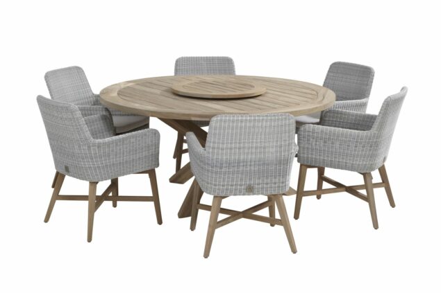 4 Seasons Outdoor Lisboa diningset met Louvre tafel Ø160 cm