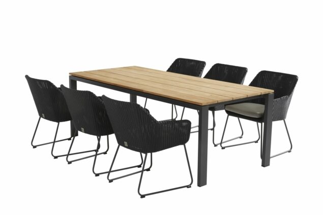 4 Seasons Outdoor Avila polyloom antraciet met Goa teak tafel 220 cm * SALE *