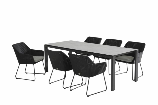 4 Seasons Outdoor Avila polyloom dining set antraciet met Goa tafel 220 x 95 cm * SALE *
