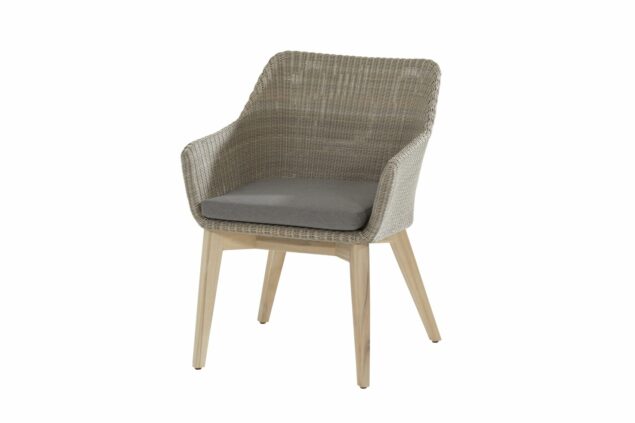 4 Seasons Outdoor Avila eetstoel polyloom pebble met teak poten