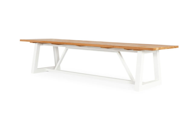 Suns Ovada tuintafel wit frame met teak blad 220 x 100 cm