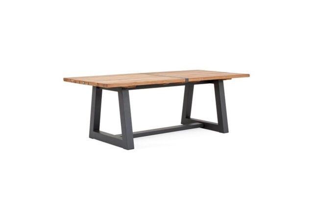 Suns Ovada tuintafel matt royal grey frame met teak blad 220 x 100 cm (alu strip)