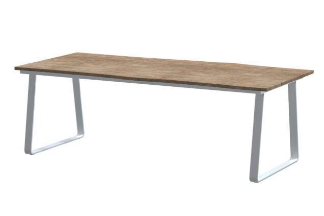 4 Seasons Outdoor Konos tafel frost grey met Robusto teak blad 220 cm