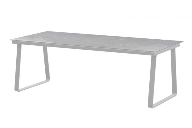 4 Seasons Outdoor Konos tafel frost grey met Goa keramisch blad lichtgrijs 220 cm