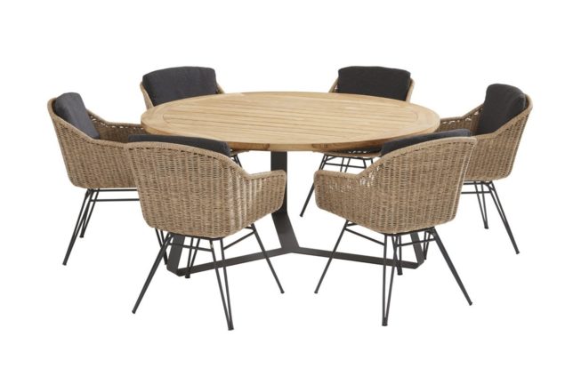Taste by 4 Seasons Bohemian dining set natural with round-Basso-table 160 cm