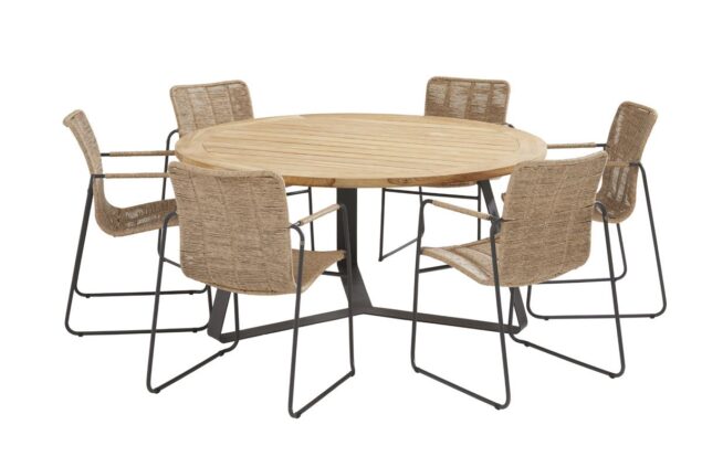 Taste by 4 Seasons Palma dining set naturel met Basso tafel Ø 160 cm