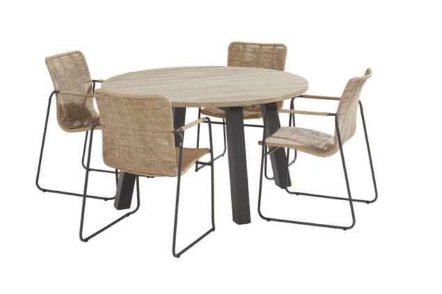 Taste by 4 Seasons Palma stapelbare stoel naturel met Derby tafel Ø 130 cm