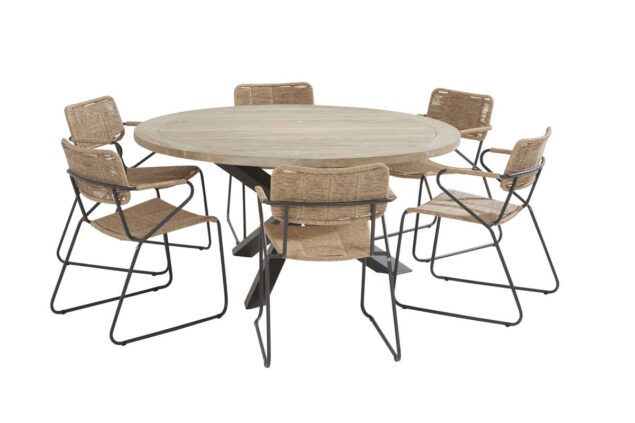 Taste by 4 Seasons Swing stapelbare stoel naturel met Louvre tafel Ø 160 cm