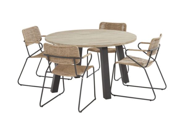 Taste by 4 Seasons Swing stapelbare stoel naturel met Derby tafel Ø 130 cm