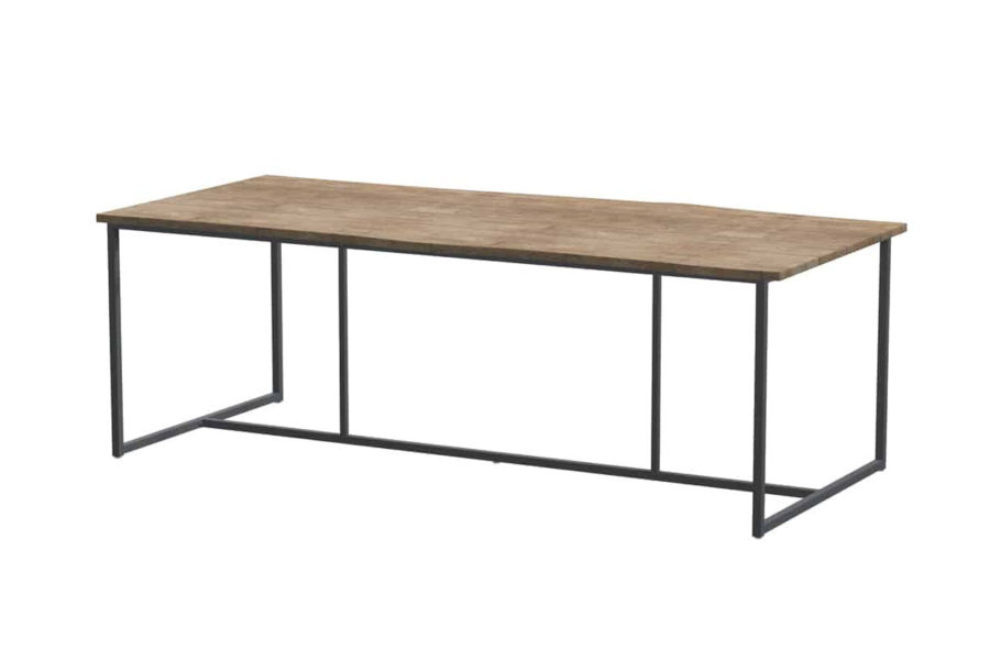 Quatro table with RVS antracite frame Robusto teak top 220 x95