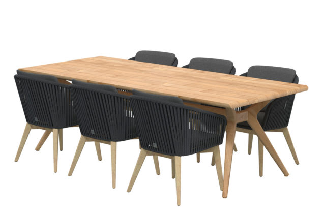 4 Seasons Outdoor Santander eetset black met Belair tafel