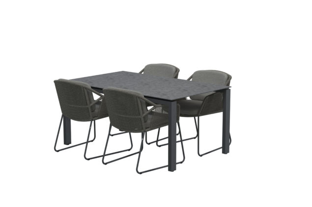 4 Seasons Outdoor Accor dining set met Goa tafel HPL blad 160 cm dark grey * SALE *