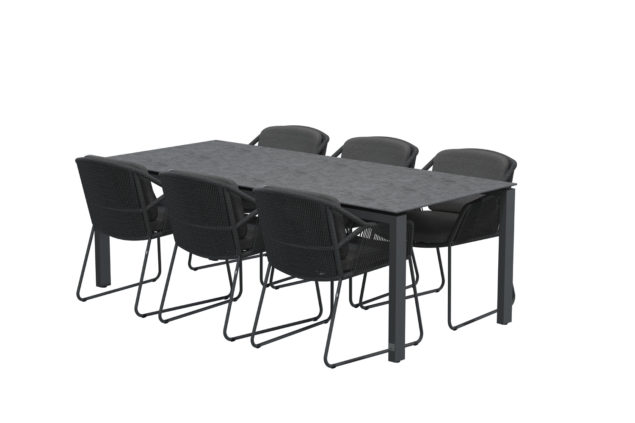 4 Seasons Outdoor Accor dining set met Goa tafel HPL blad 220 cm dark grey * SALE *