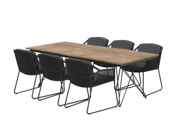 4 Seasons Outdoor Accor dining set met Tampa tafel Robusto teak blad 220 cm