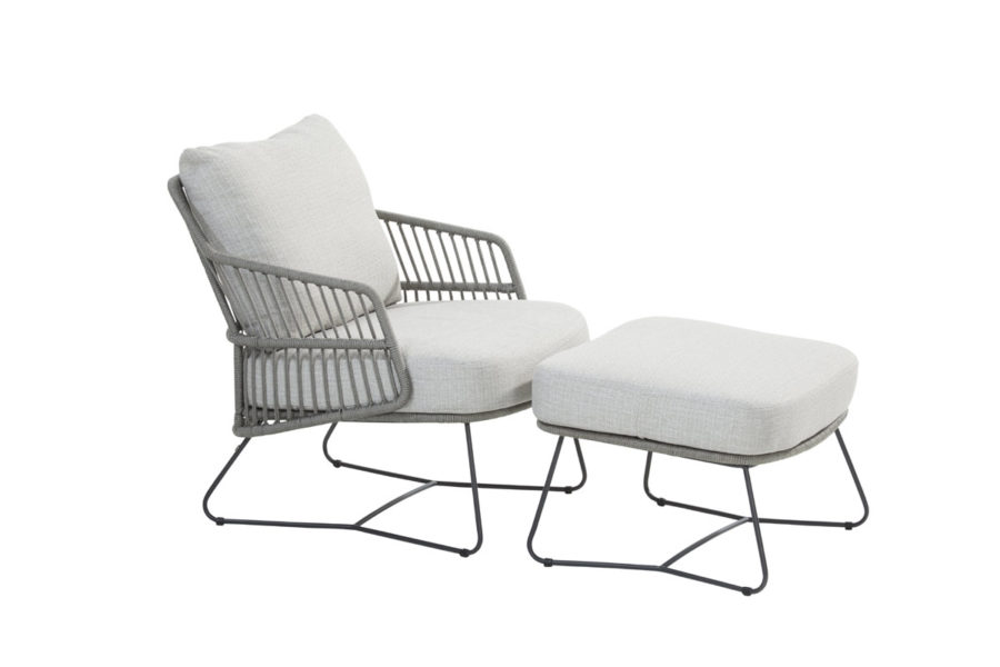 4 Seasons Outdoor Sempre living chair Antracite Silver Grey with footstool