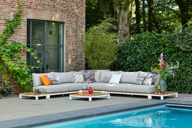 Suns Evora loungeset soft grey met matt white frame