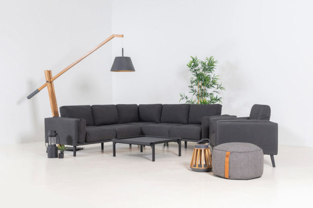 Flow. Doozy hoekbank sooty met loungestoel