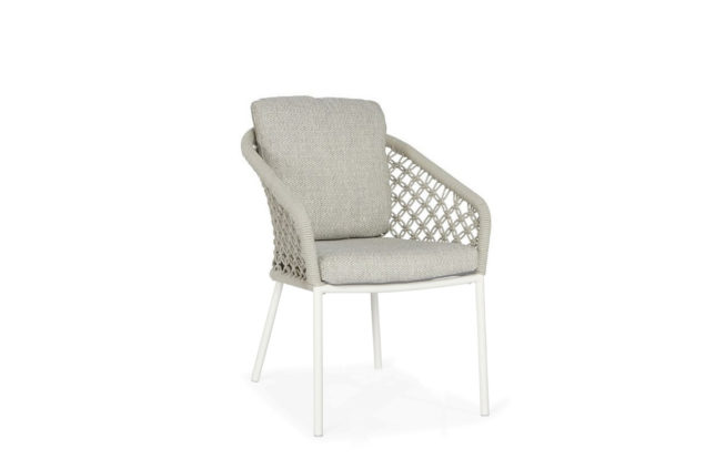 Suns Nappa eetstoel Macramé weaving soft grey - matt white