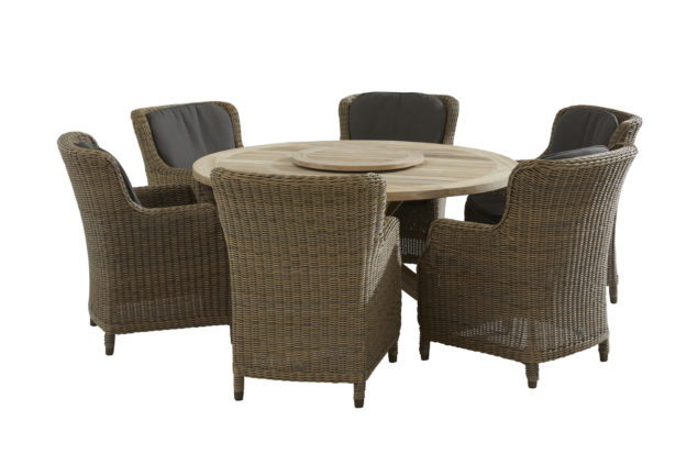 Brighton dining set pure with Louvre teak and lazy susan